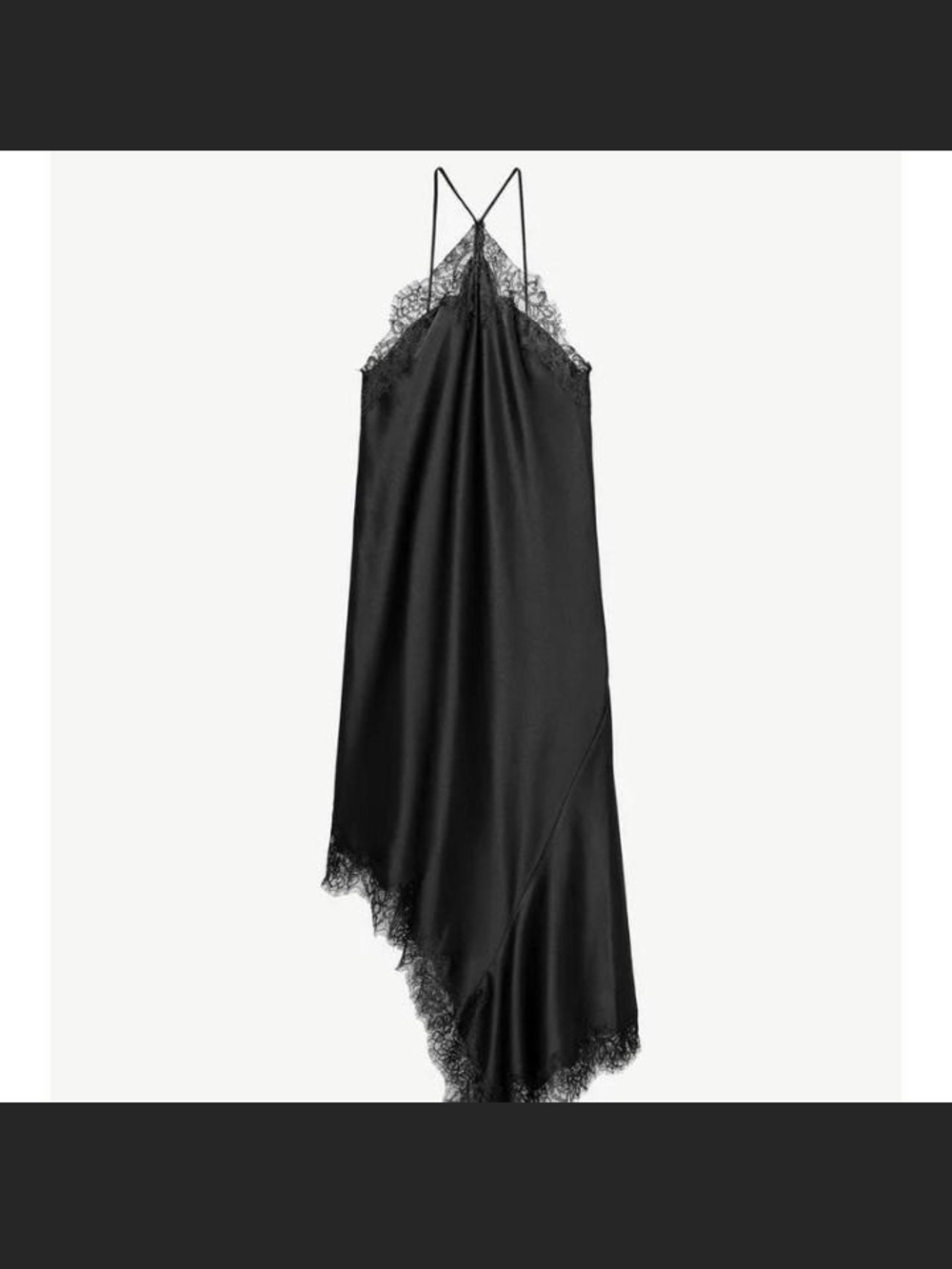 Zara Black Asymmetrical Lace-Trim Slip Dress - Picture 6 of 7